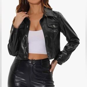 Metallic Moto Biker Jacket Holographic Shiny Crop Party Women Jacket